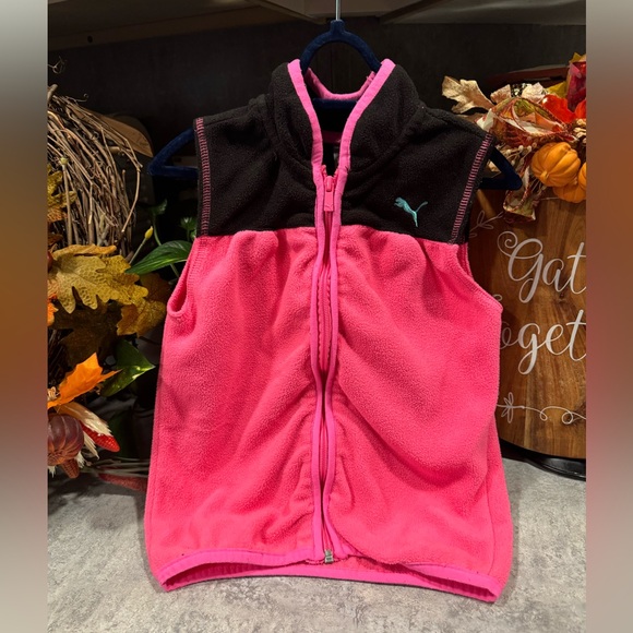 Puma Girls Size 6 Vest in Pink/Black 100% Polyester - Picture 1 of 7